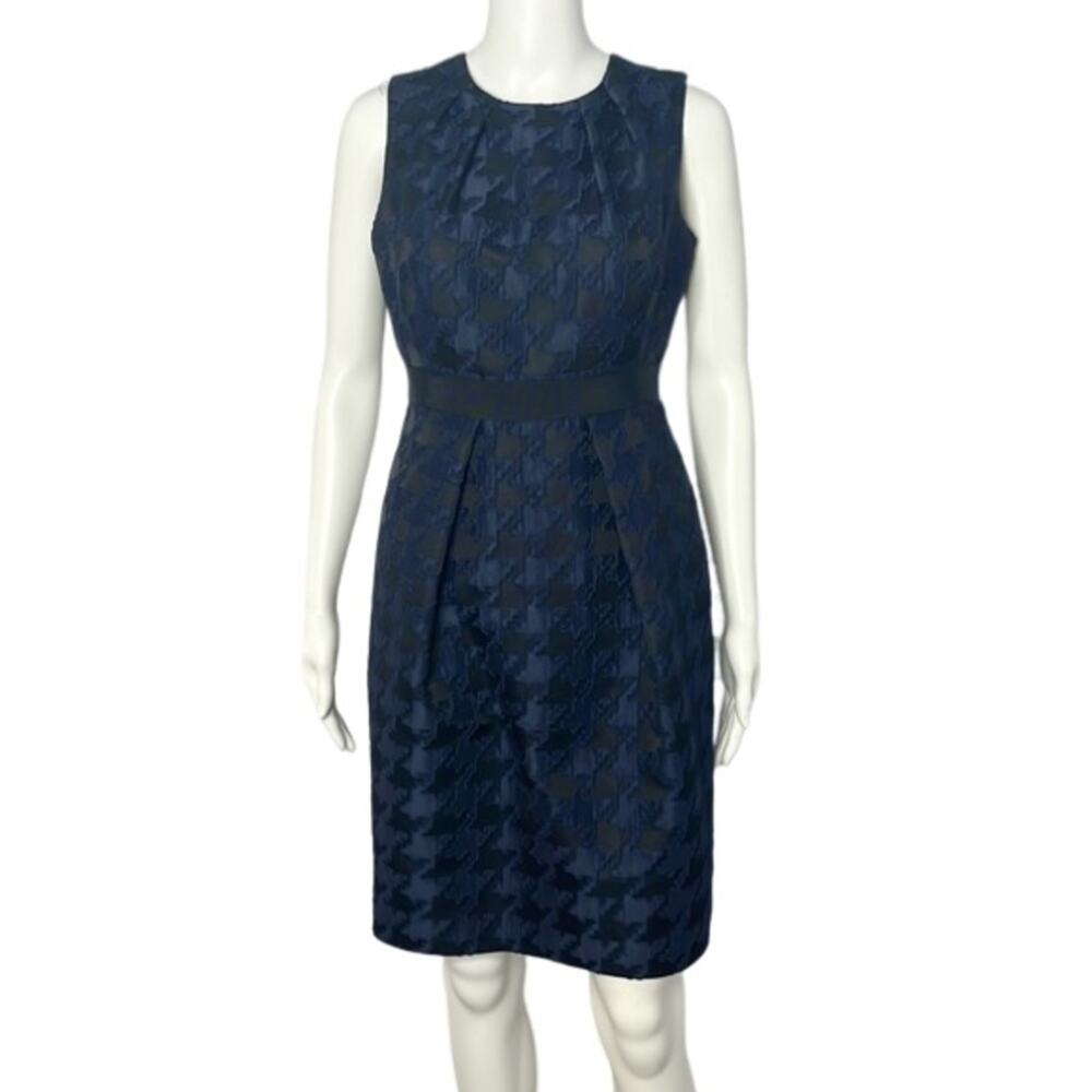 Carmen Marc Valvo Houndstooth jacquard textured‎ Sheath Dress Size 4